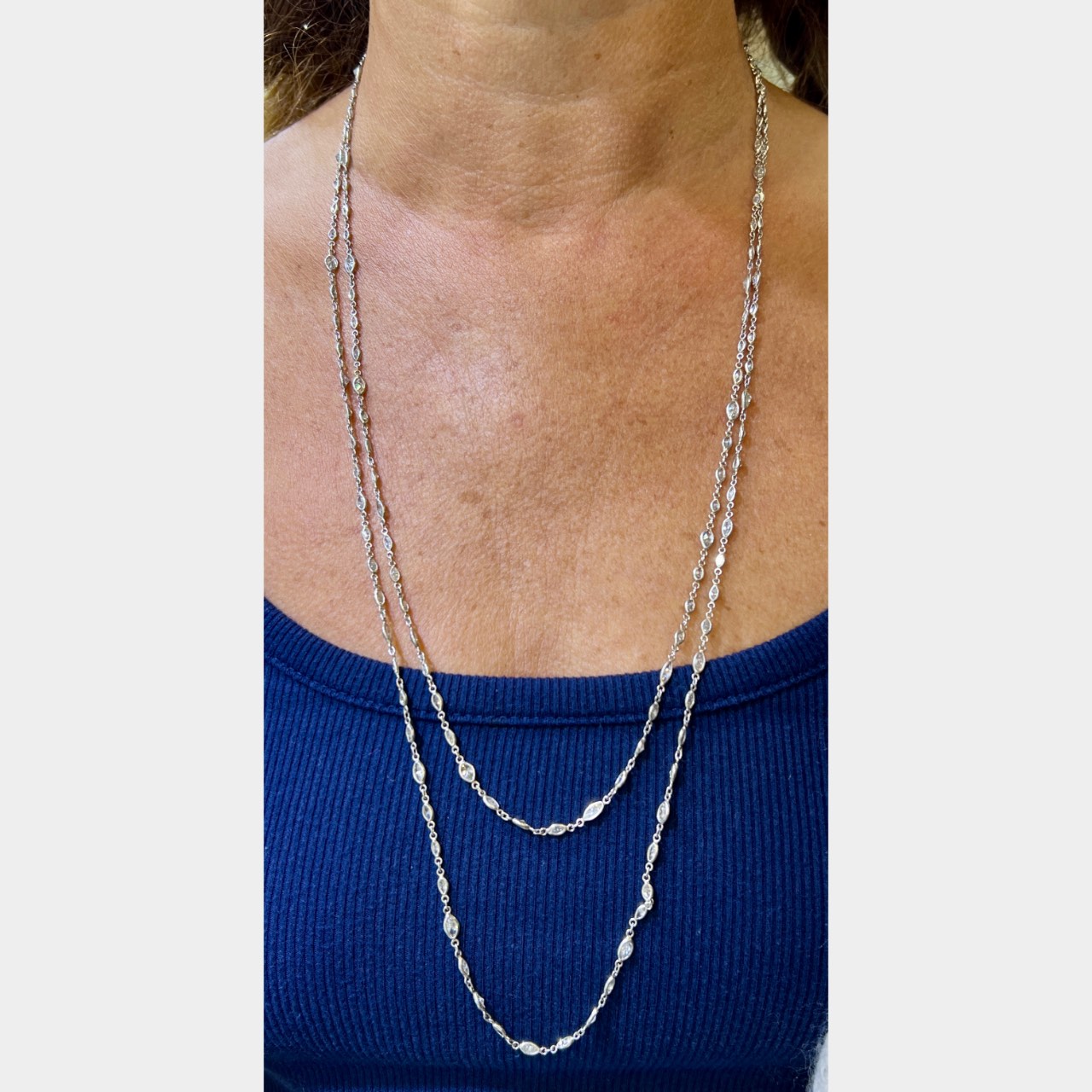 Platinum 18.50 Ct. Marquise Diamond by the Yard Necklace