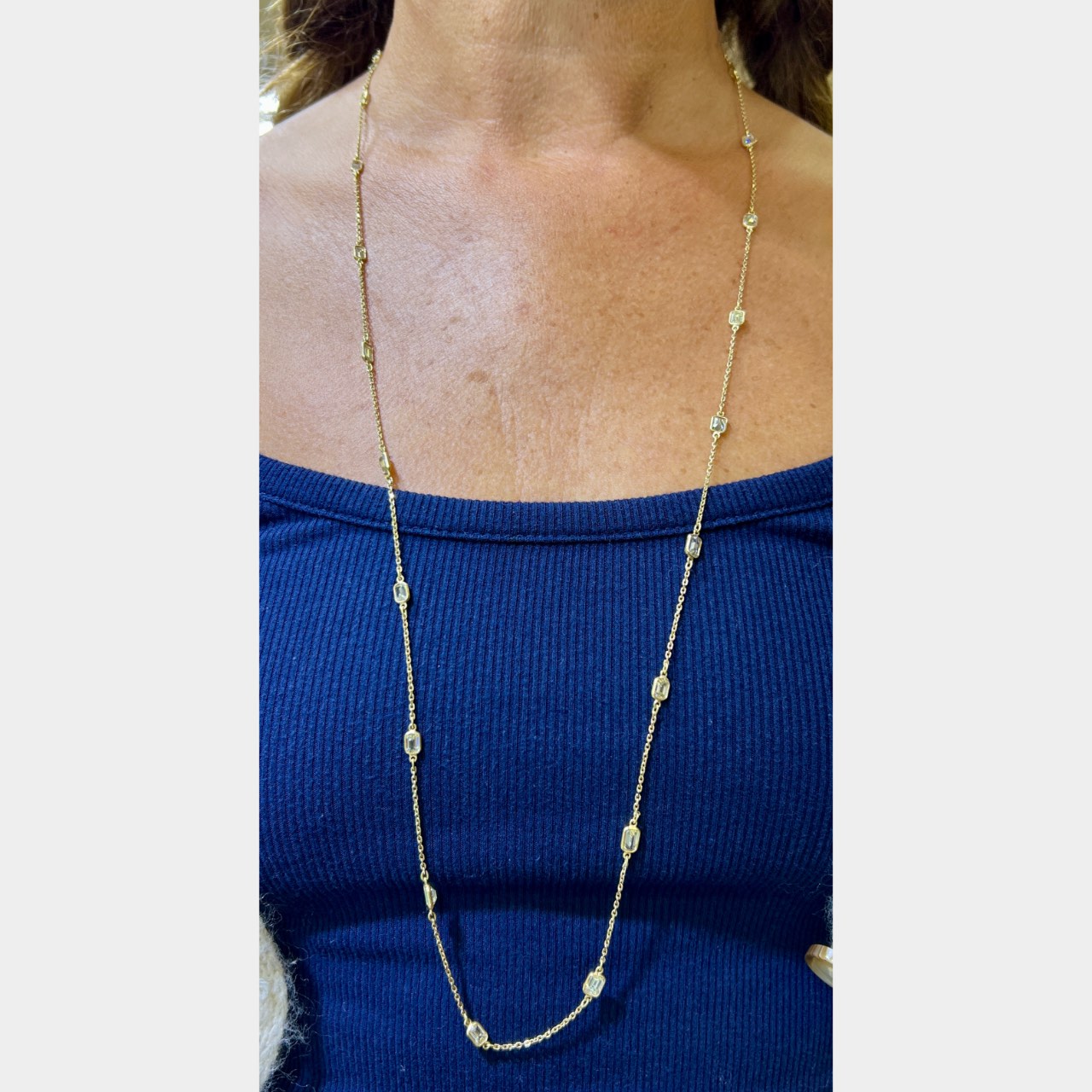 18K Yellow Gold 10.50 Ct. Emerald-cut Diamond by the Yard Necklace