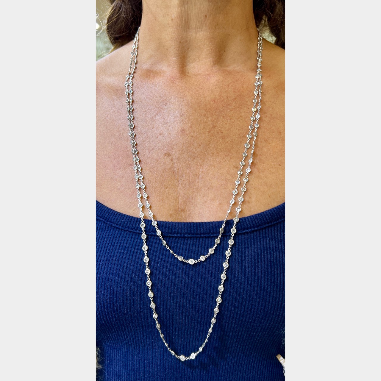 Platinum 25.10 Ct. Diamond by the Yard Necklace