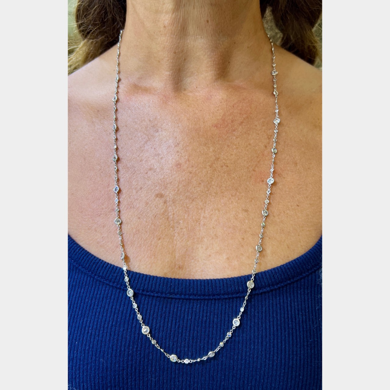 Platinum 9.00 Ct. Diamond by the Yard Necklace