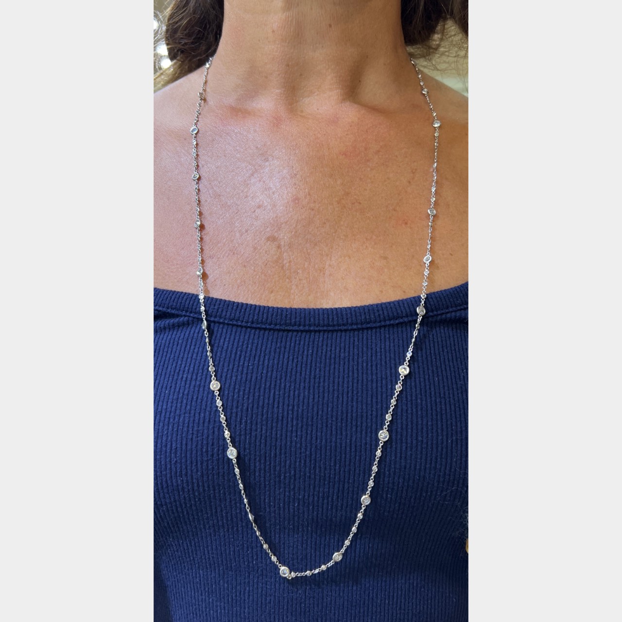 Platinum 9.00 Ct. Diamond by the Yard Necklace