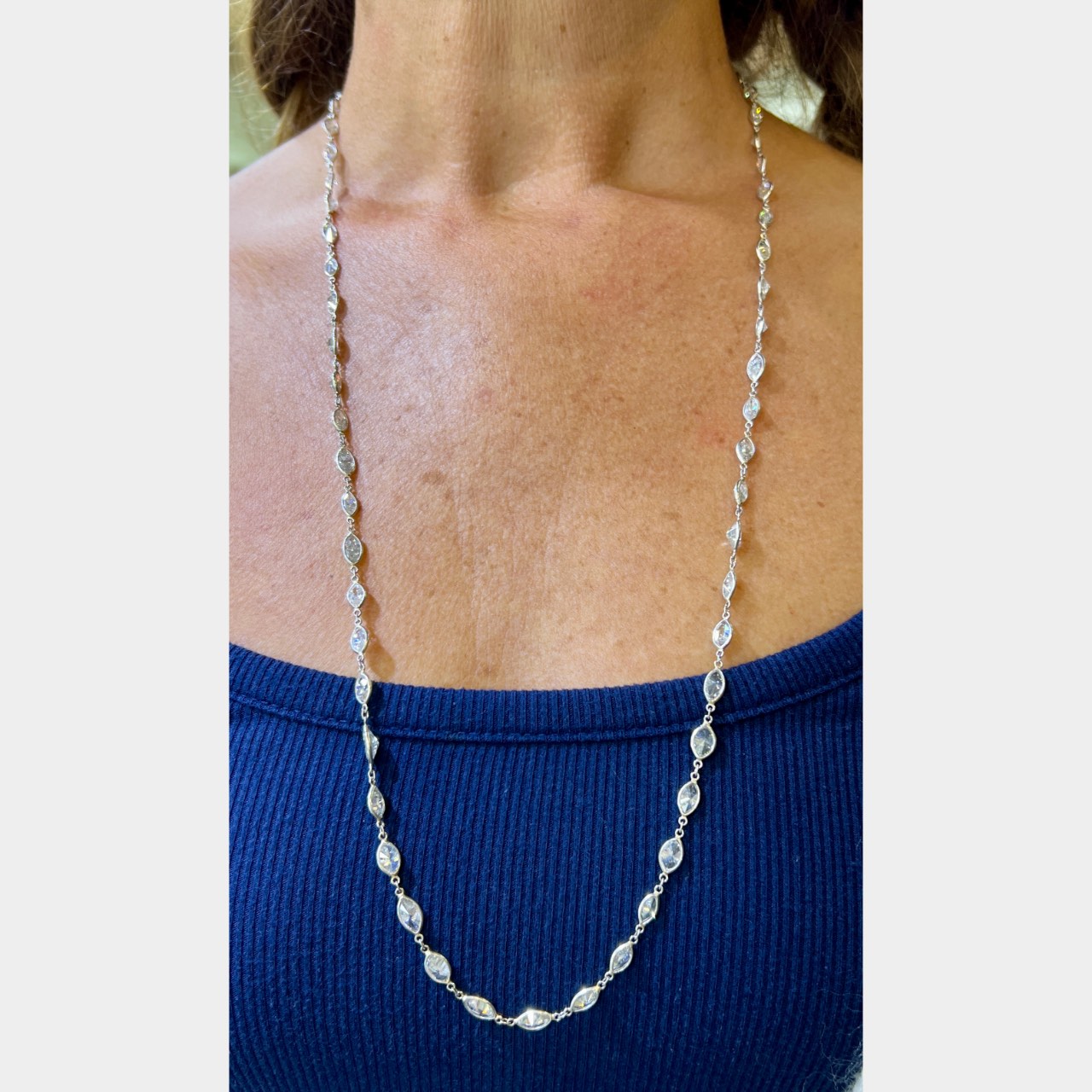 Platinum 33.00 Ct. Diamond by the Yard Necklace