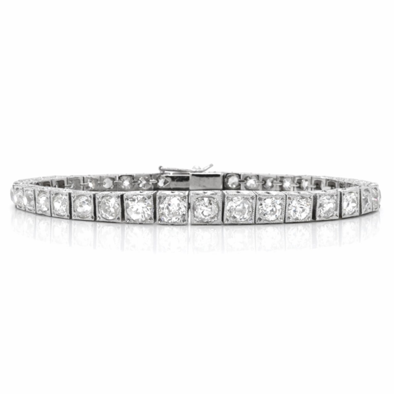 Art Deco Platinum 10.00 Ct. Diamond Tennis Bracelet