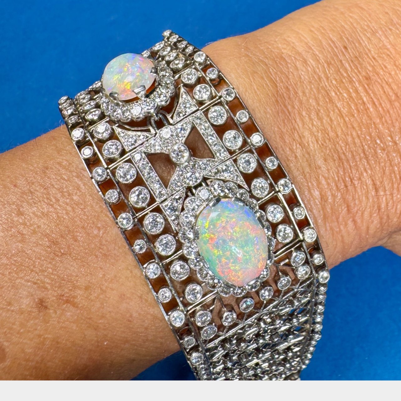 Art Deco Platinum Opal & Diamond Bracelet