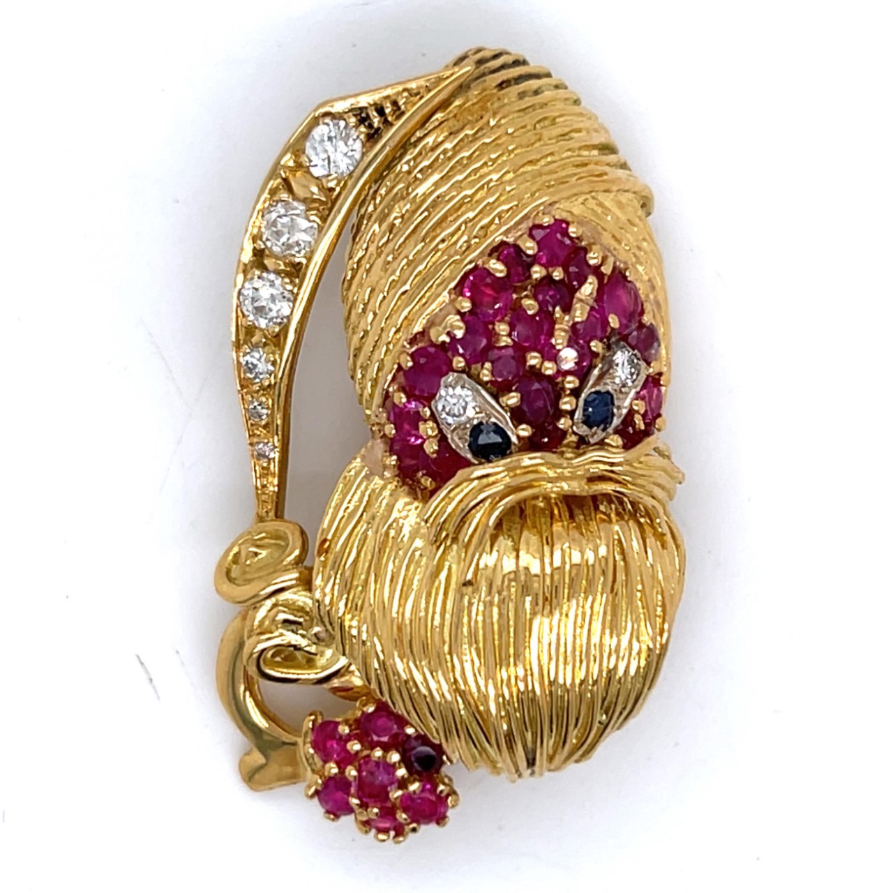 1960’s 18K Yellow Gold Burma Ruby & Diamond Brooch