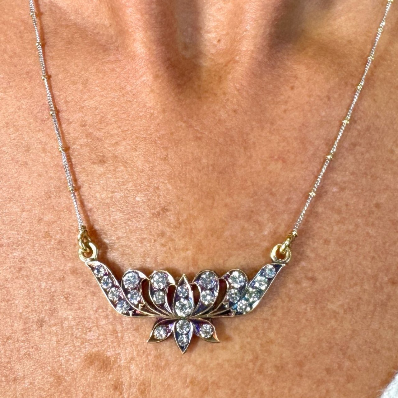 Victorian 18K Yellow Gold Diamond Necklace