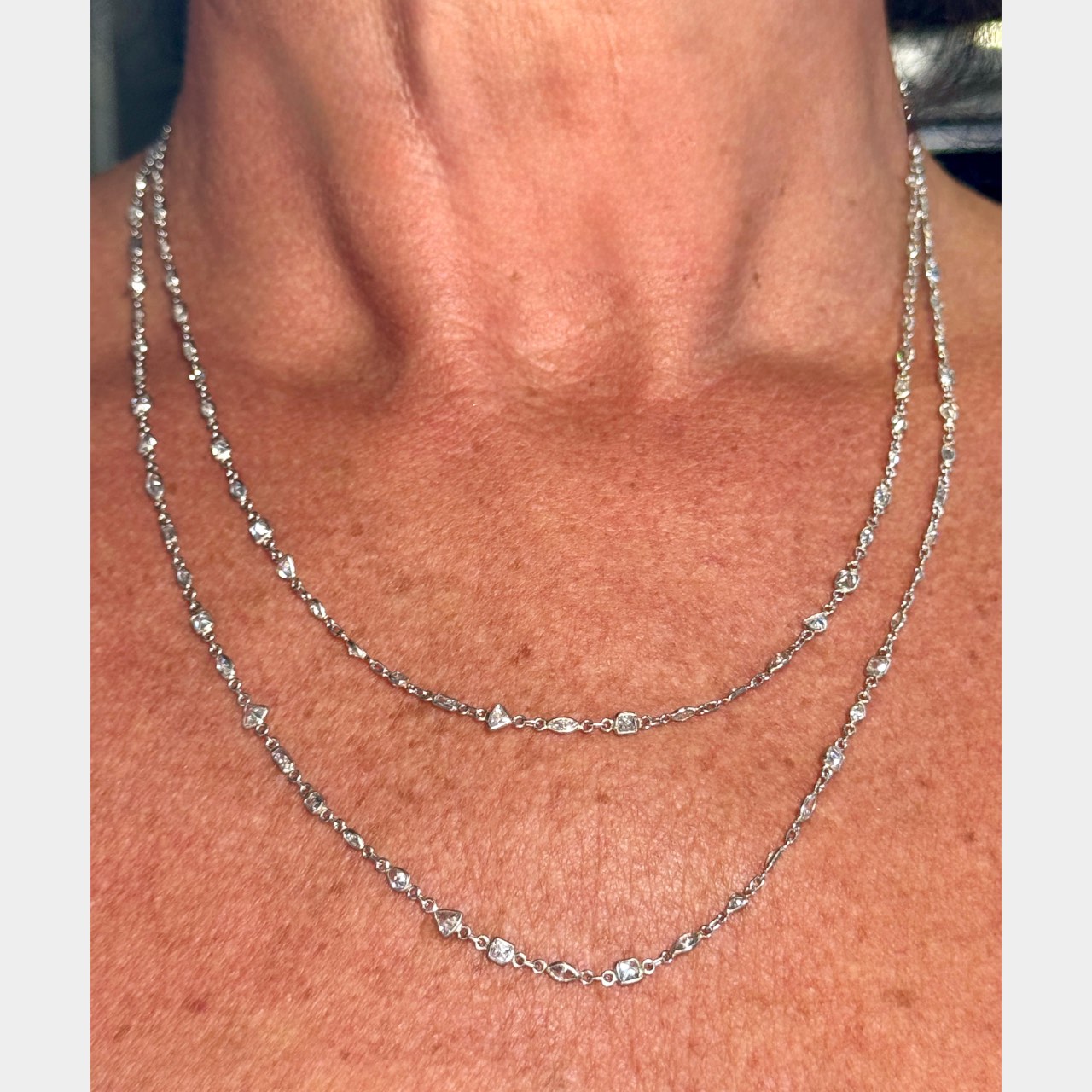 Platinum 10.50 Ct. Diamond by the Yard Necklace