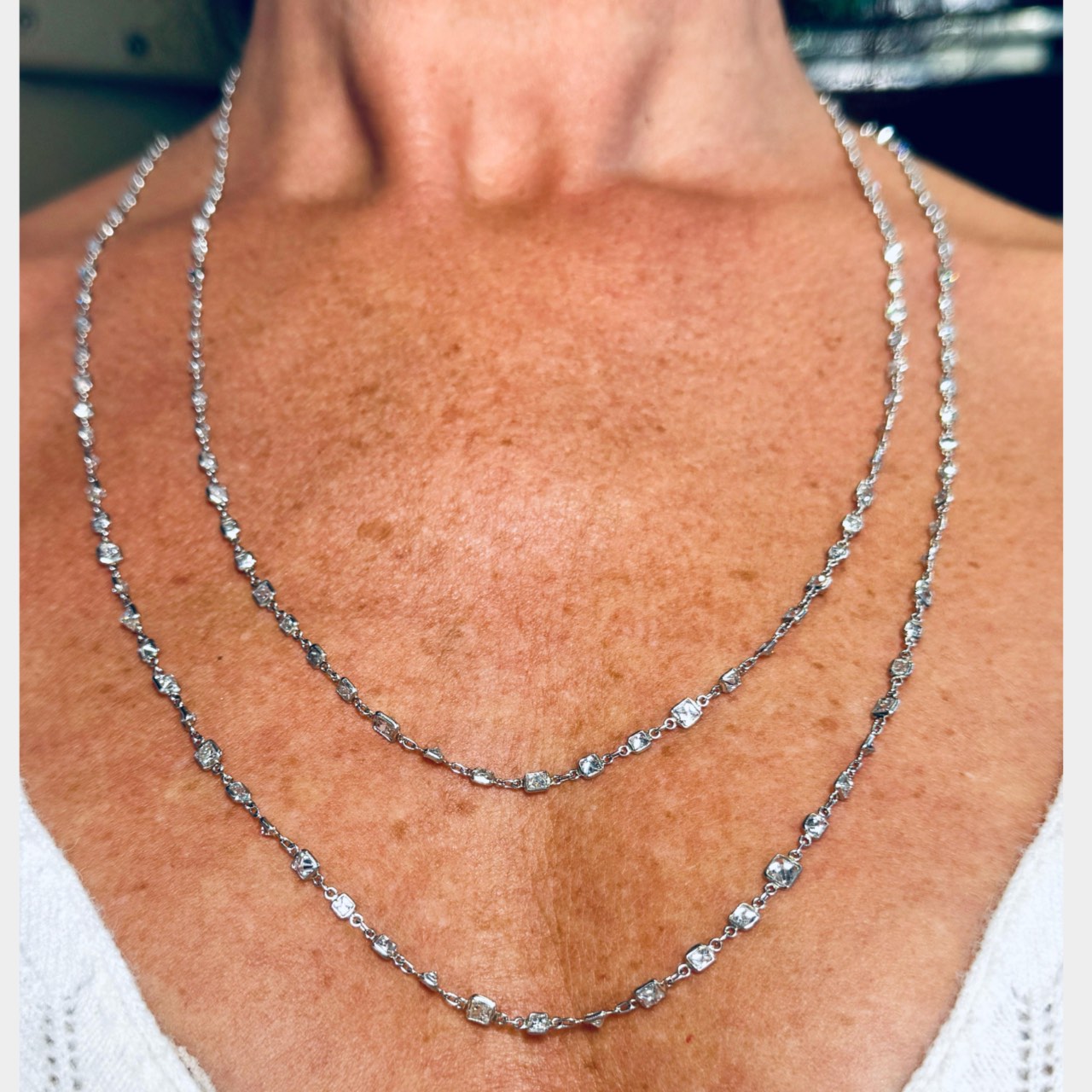 Platinum 27.00 Ct. Diamond by the Yard Necklace