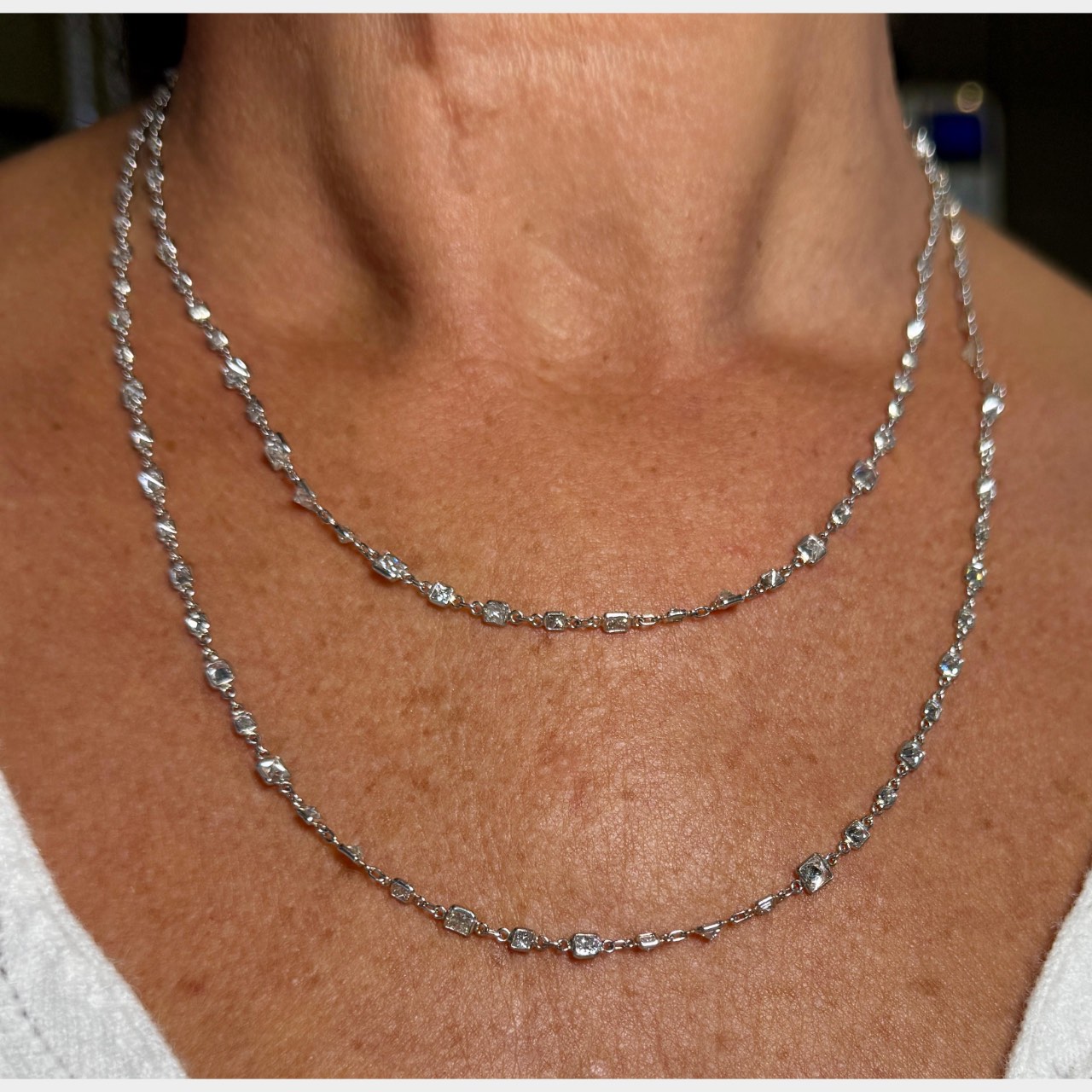 Platinum 22.50 Ct. Diamond by the Yard Necklace