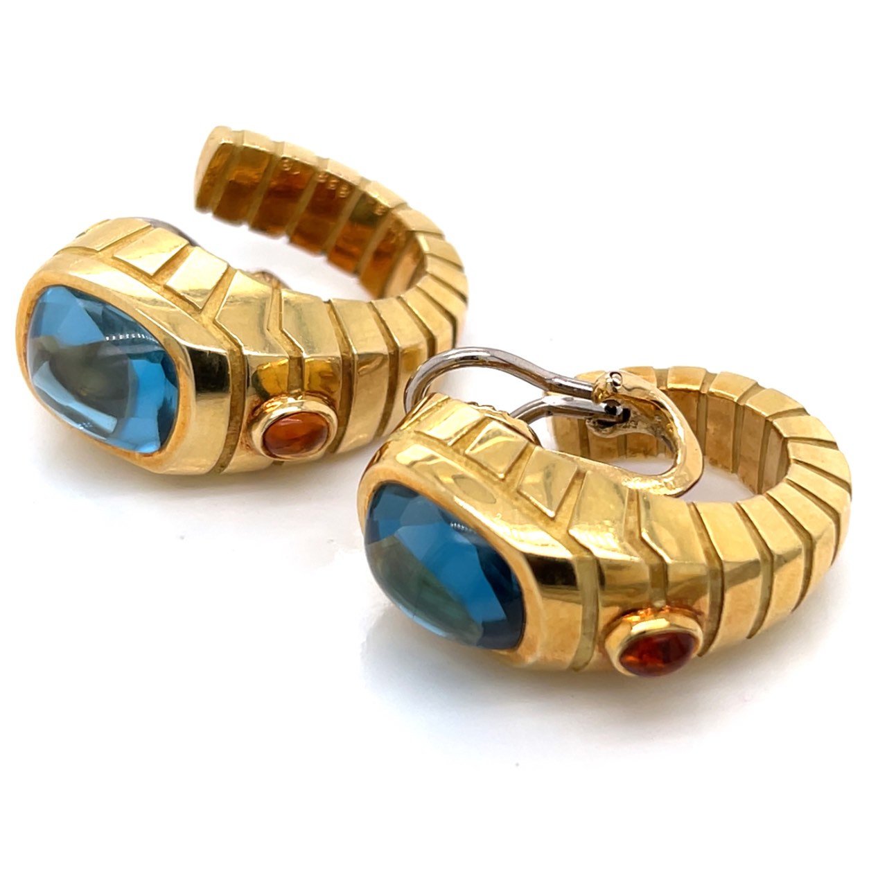 VAN CLEEF & ARPELS 18K Yellow Gold Blue Topaz Earrings