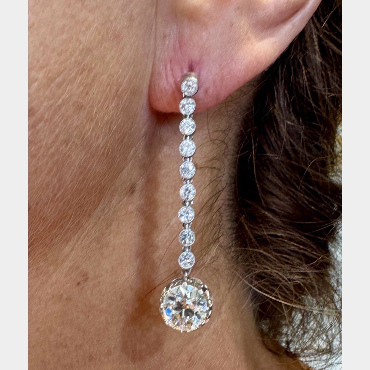 Art Deco Platinum 7.50 Ct. Diamond Earrings