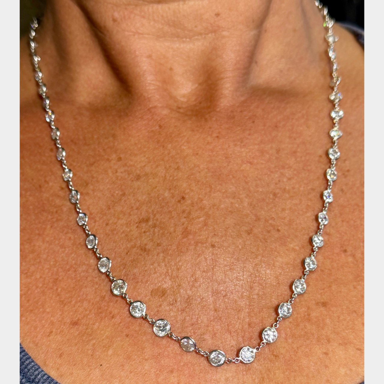 Platinum 24.00 Ct. Diamond by the Yard Necklace