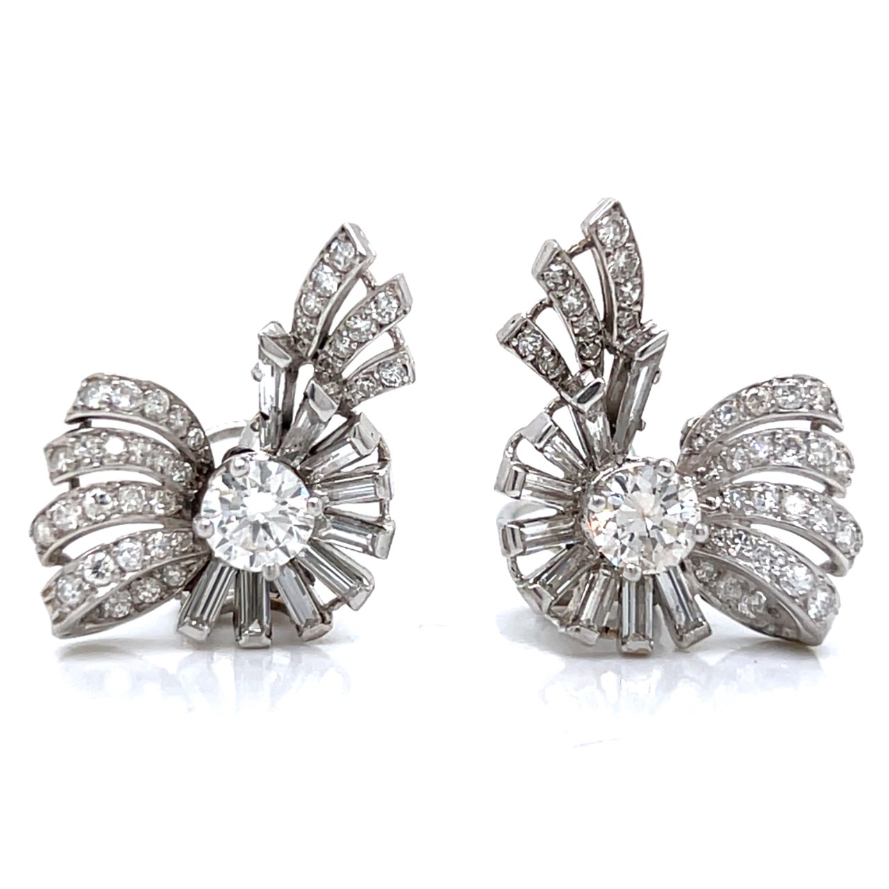 Art Deco Platinum 3.90 Ct. Diamond Earrings