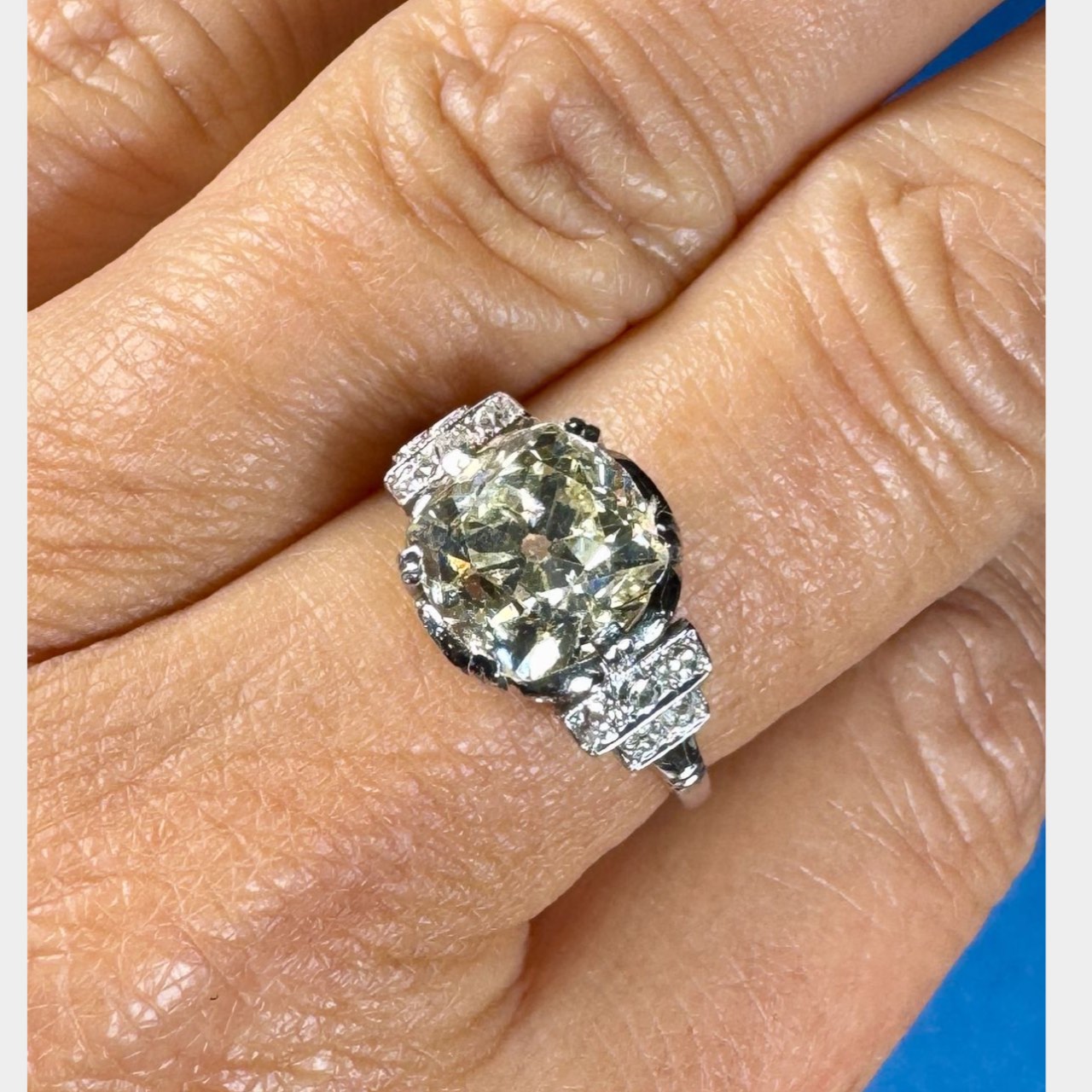 Art Deco Platinum 3.96 Ct. Diamond Ring - Image 4