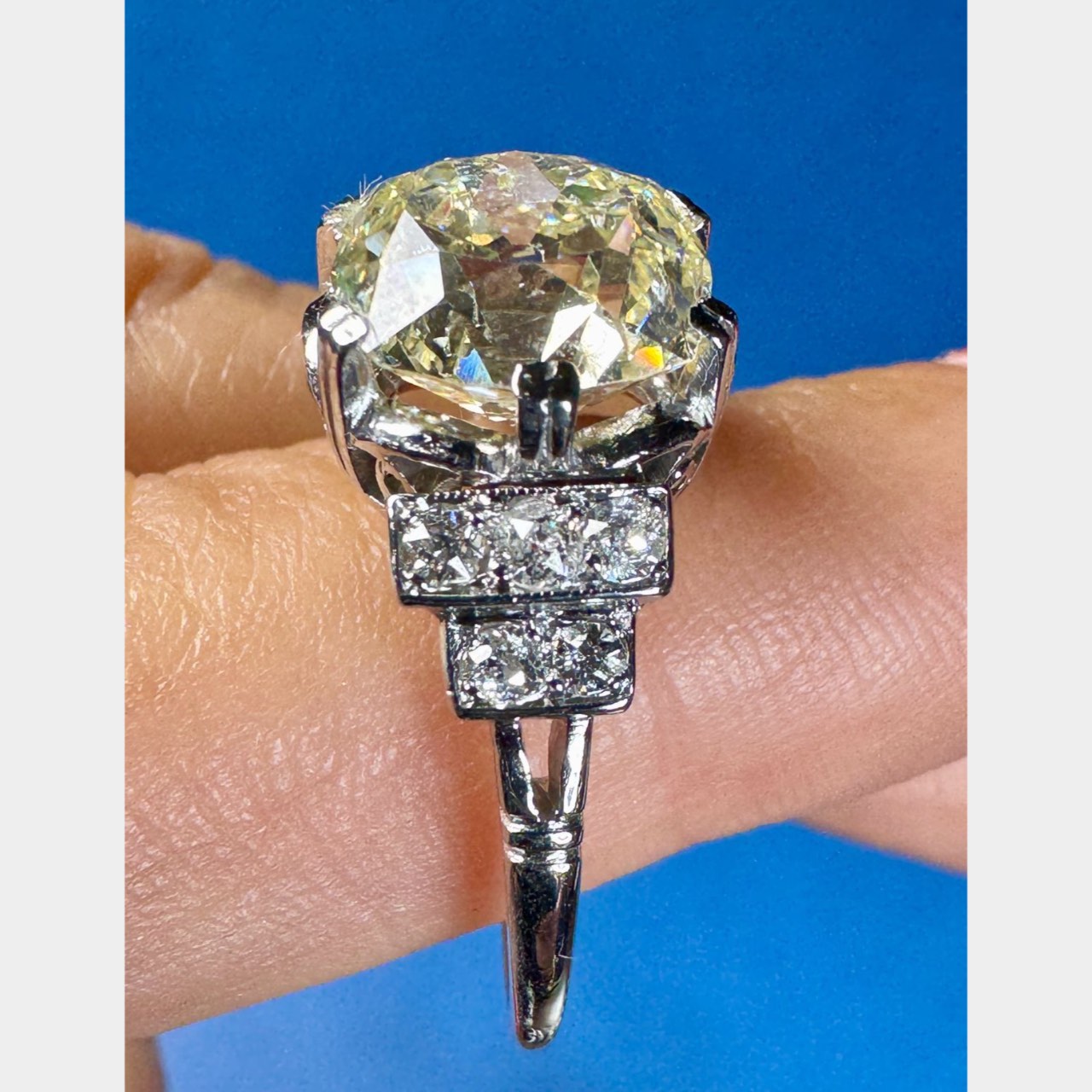 Art Deco Platinum 3.96 Ct. Diamond Ring - Image 6