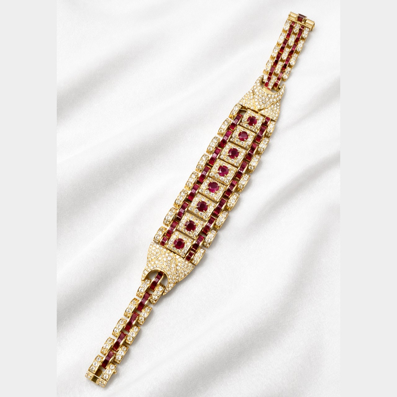 18K Yellow Gold Ruby & Diamond Bracelet