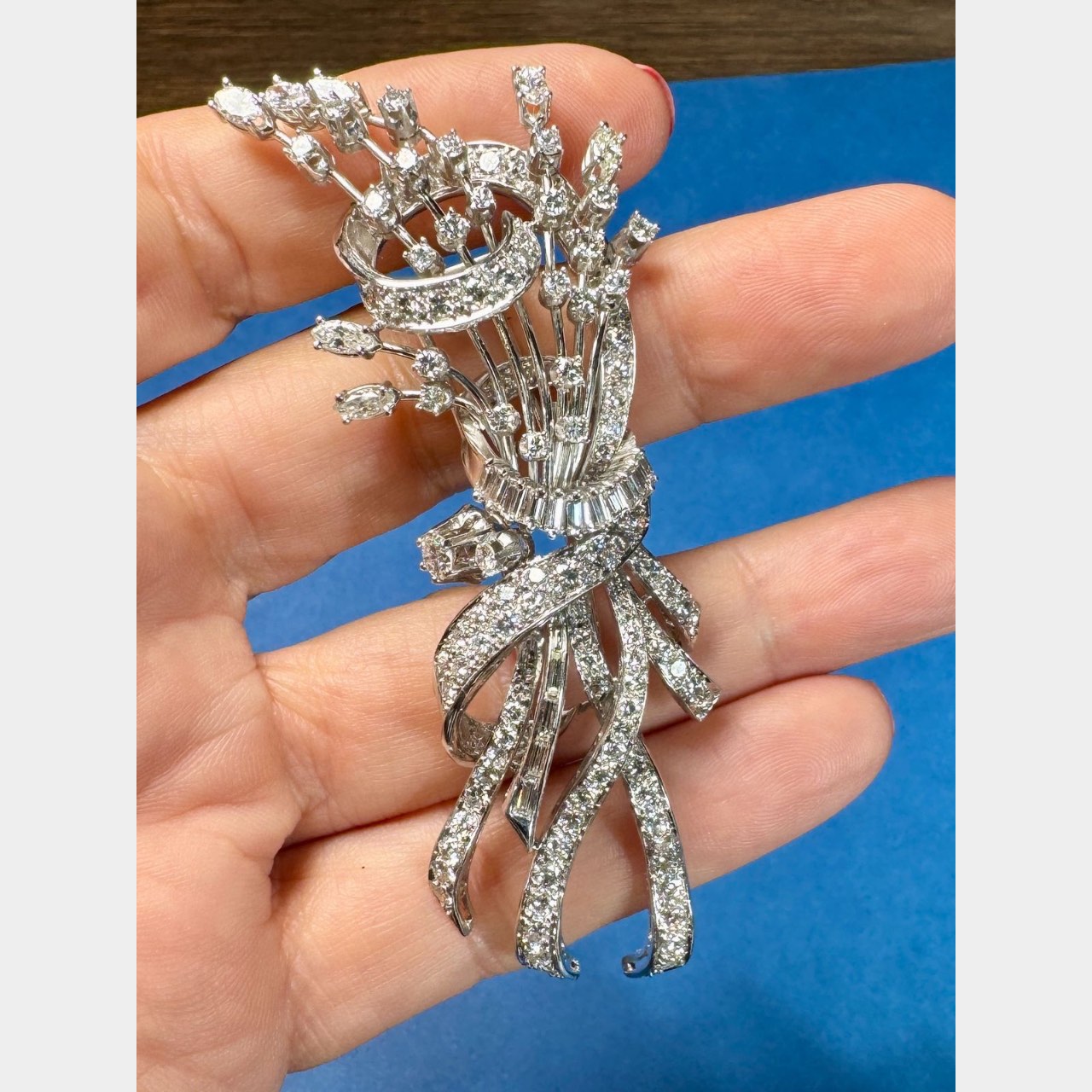 1960’s Platinum 7.25 Ct. Diamond Brooch