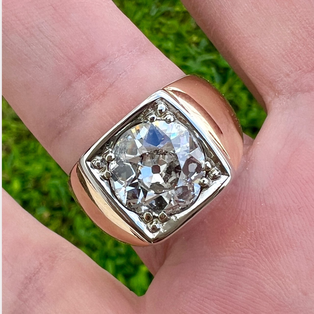 1960’s 14K Yellow Gold 4.15 Ct. Diamond Men’s Ring - Image 4