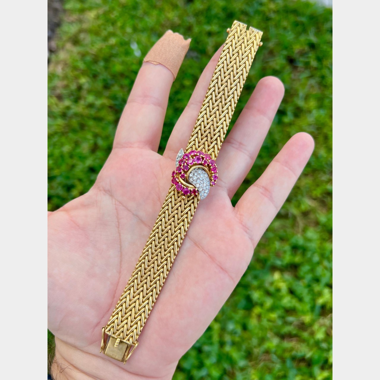 JOSARN 1960’s 18K Yellow Gold Burma Ruby & Diamond Watch