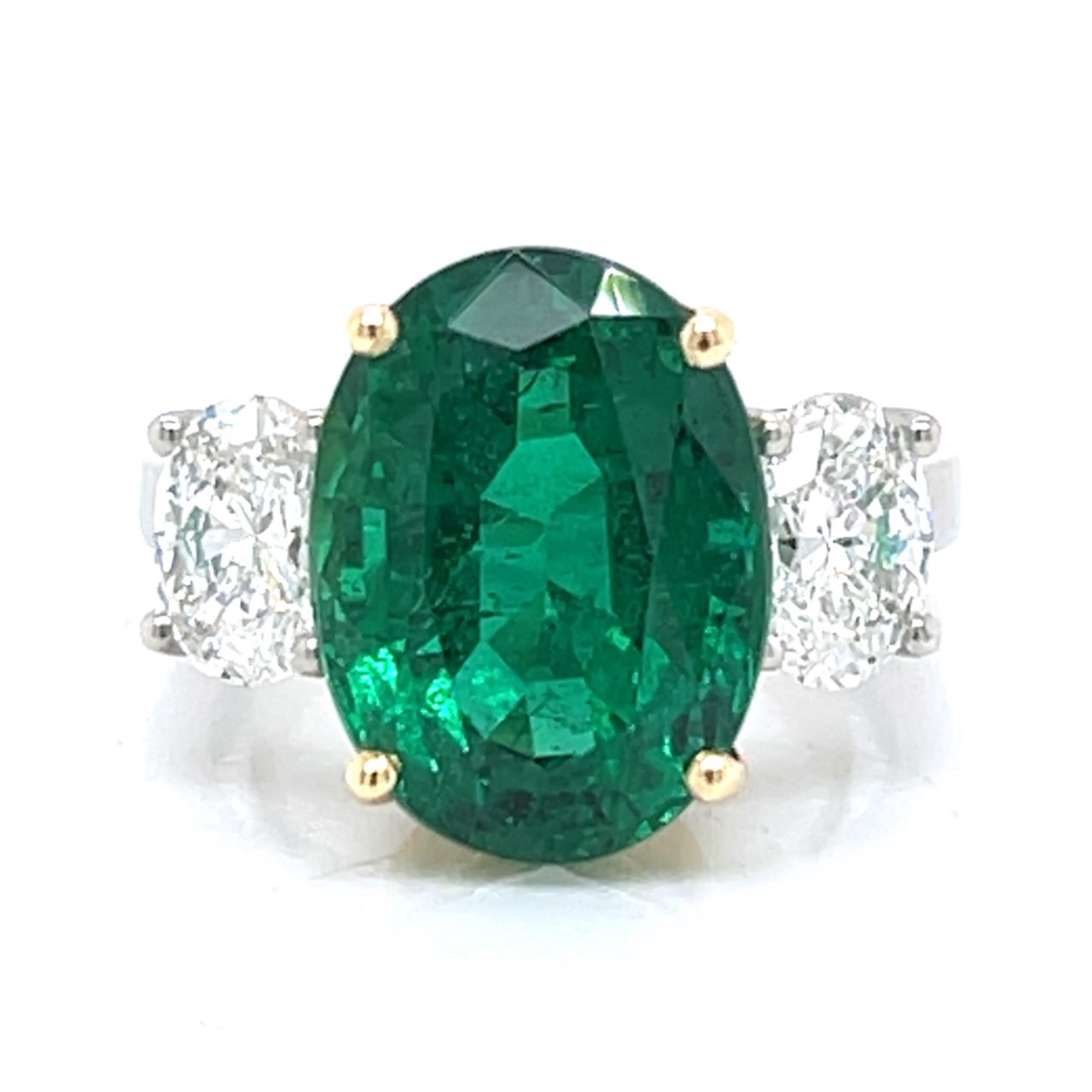 Platinum & 14K Yellow Gold AGL Certified Emerald and Diamond Ring