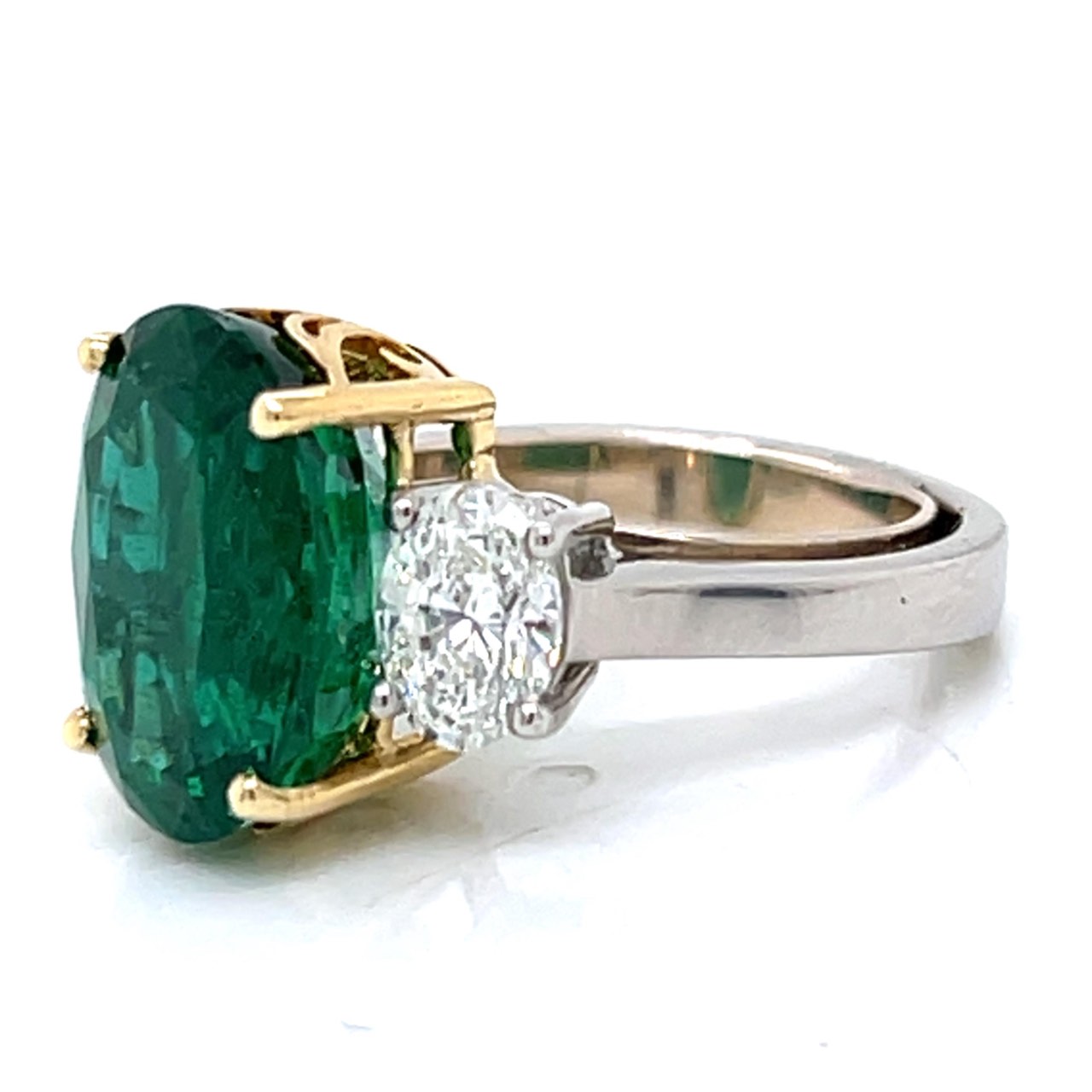Platinum & 14K Yellow Gold AGL Certified Emerald and Diamond Ring - Image 2
