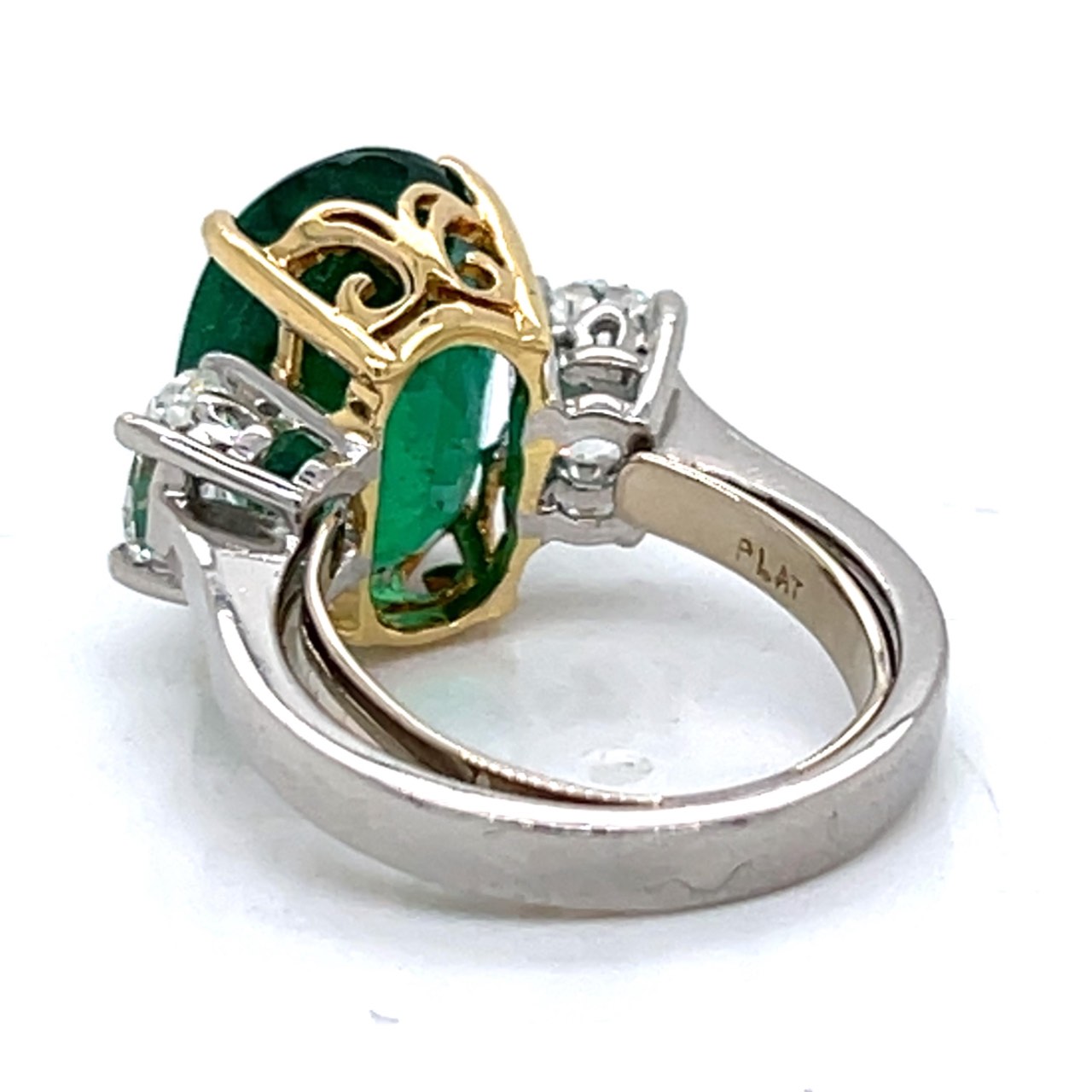 Platinum & 14K Yellow Gold AGL Certified Emerald and Diamond Ring - Image 3