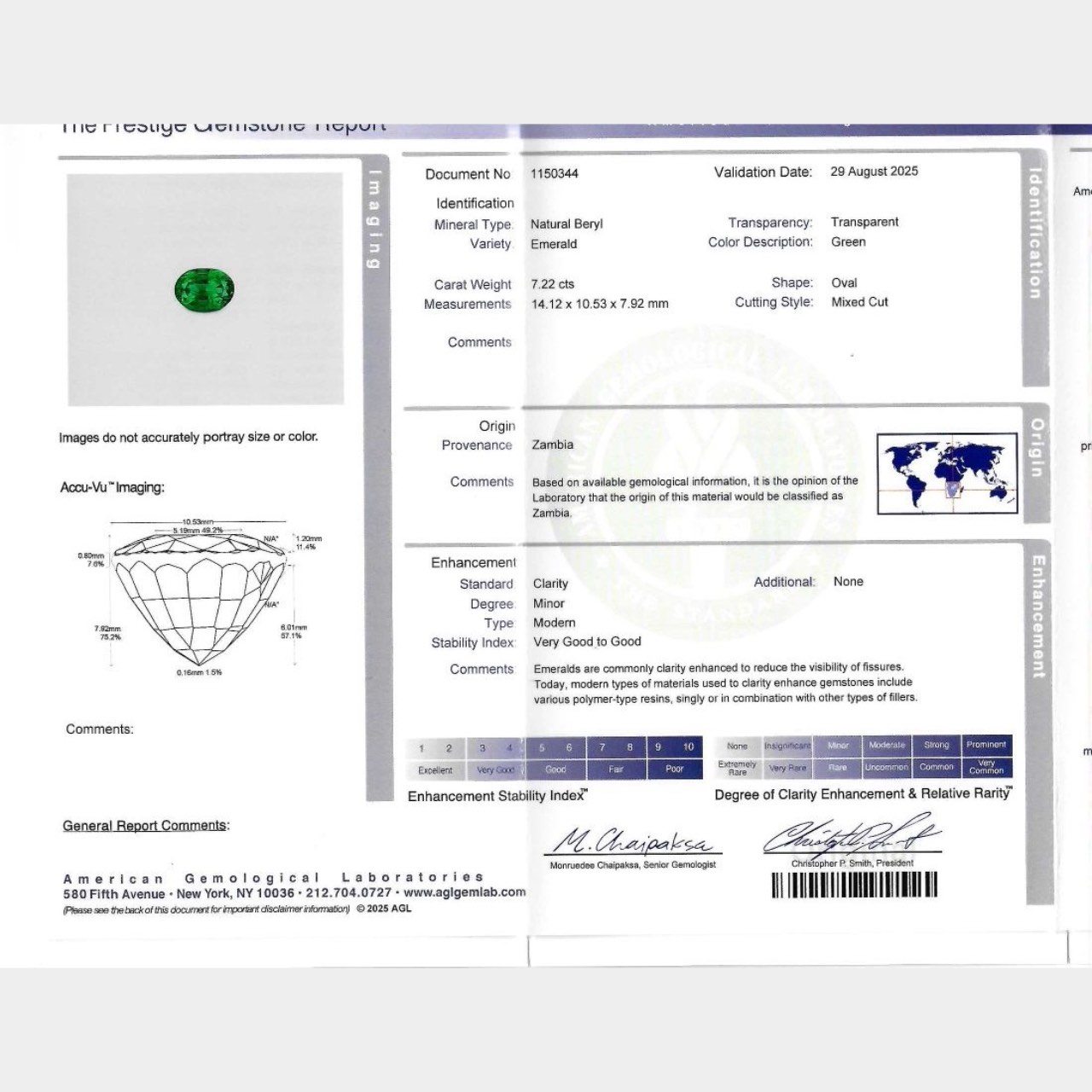 Platinum & 14K Yellow Gold AGL Certified Emerald and Diamond Ring - Image 6