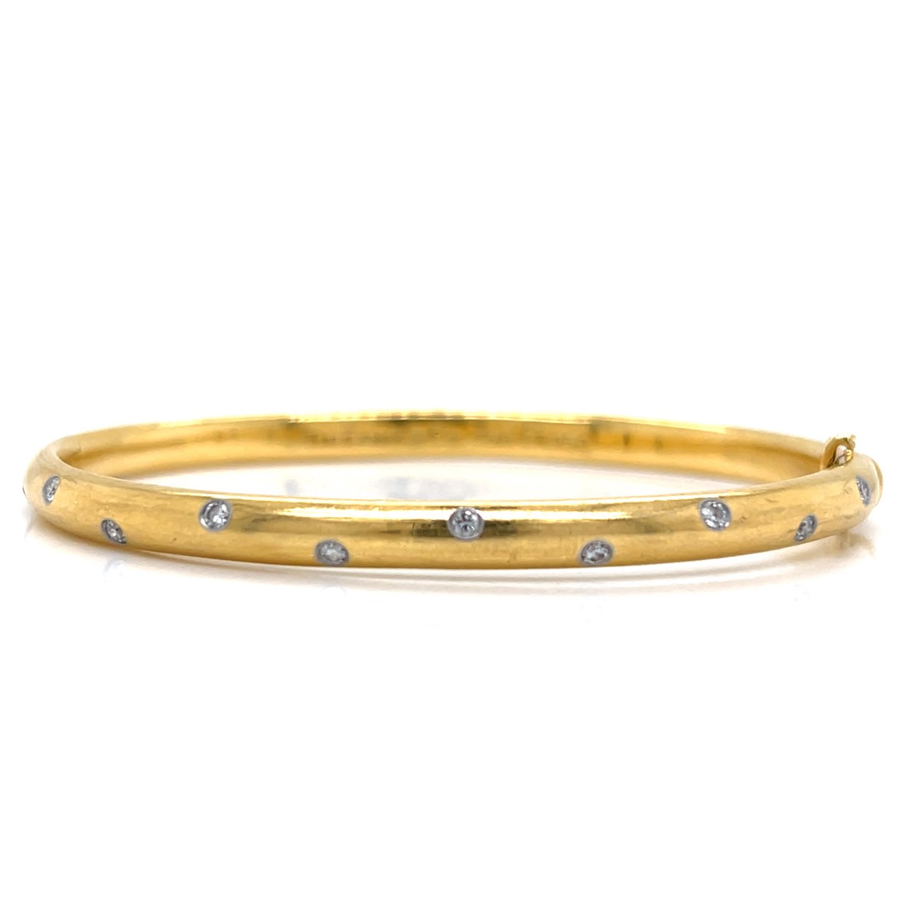 TIFFANY & CO. 18K Yellow Gold and Platinum Diamond Bangle Bracelet