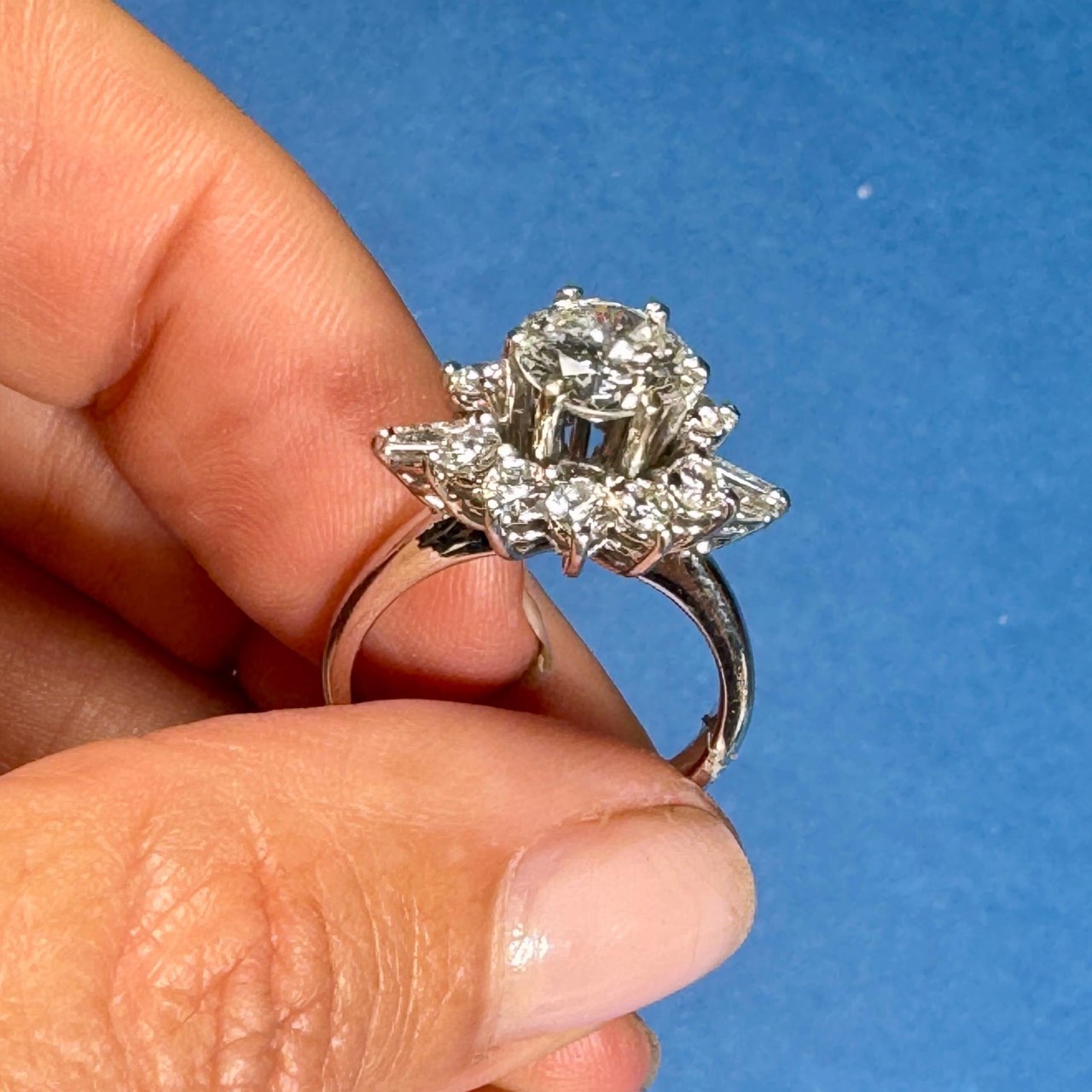 FRENCH 18K White Gold 3.46 Ct. Diamond Ring - Image 5