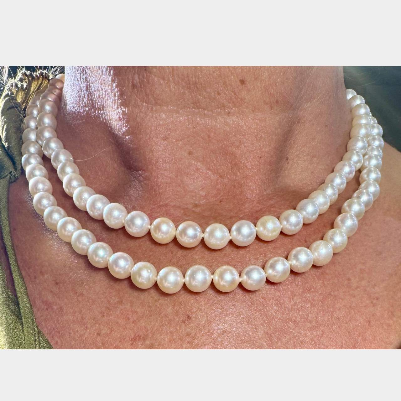 Cultured Pearl & Platinum Diamond Clasp Necklace