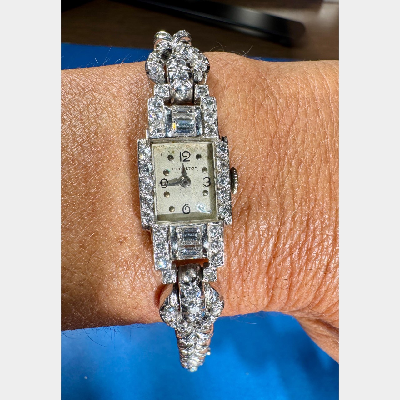 HAMILTON Art Deco Platinum 4.40 Ct. Diamond Ladies Cocktail Watch