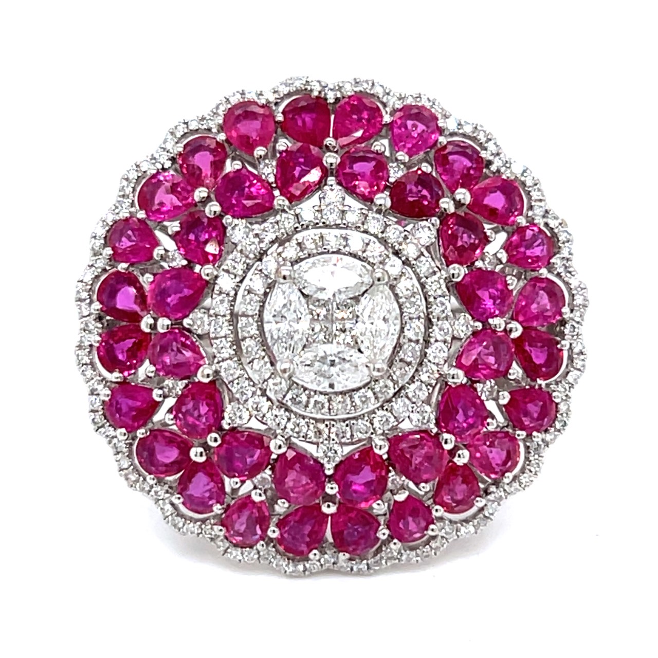 18K White Gold Ruby & Diamond Ring