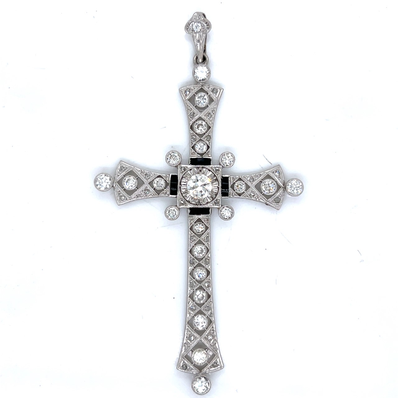 Art Deco Platinum 3.50 Ct. Diamond Cross Pendant