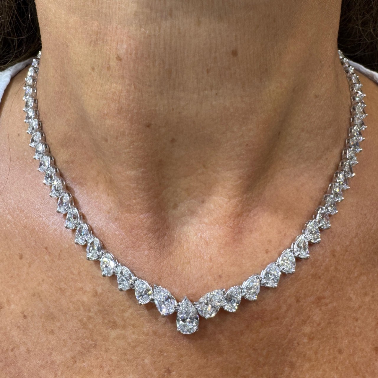 Platinum 40.00 Ct. Graduated Diamond Necklace