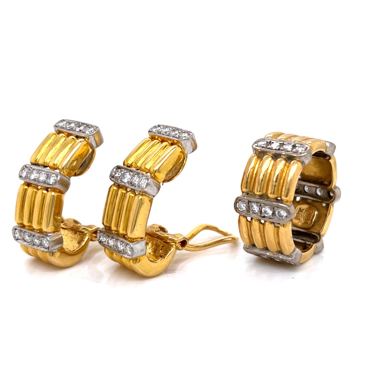 TRIO 18K Yellow Gold Earrings & Ring Set