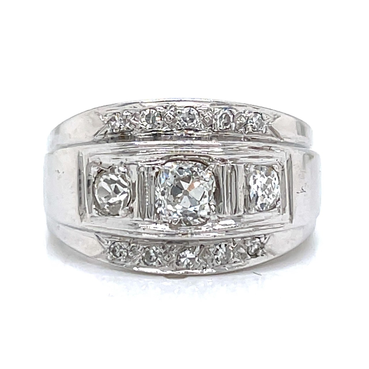 1960’s 18K White Gold 1.85 Ct. Men’s Diamond Ring