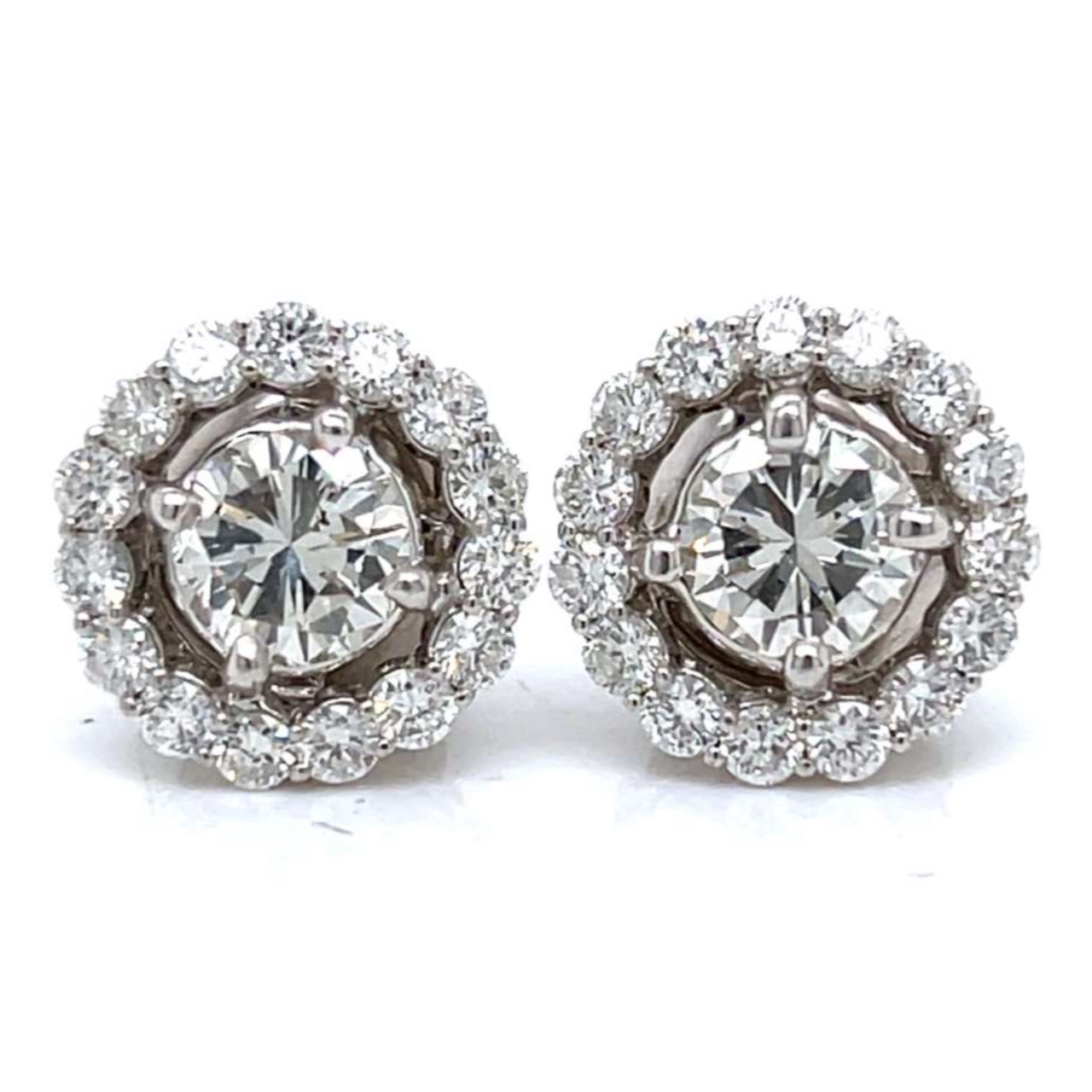 14K White Gold 3.70 Ct. Diamond Earrings