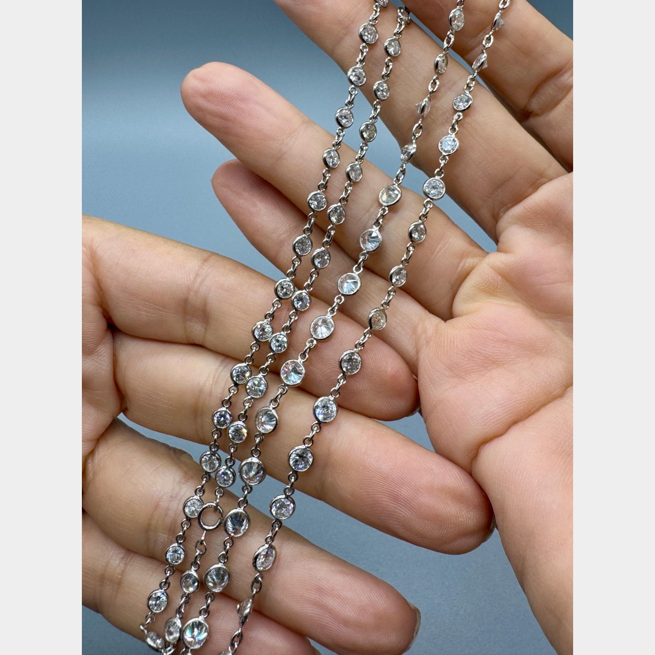 Platinum 16.10 Ct. Diamond by the Yard Necklace - Image 3