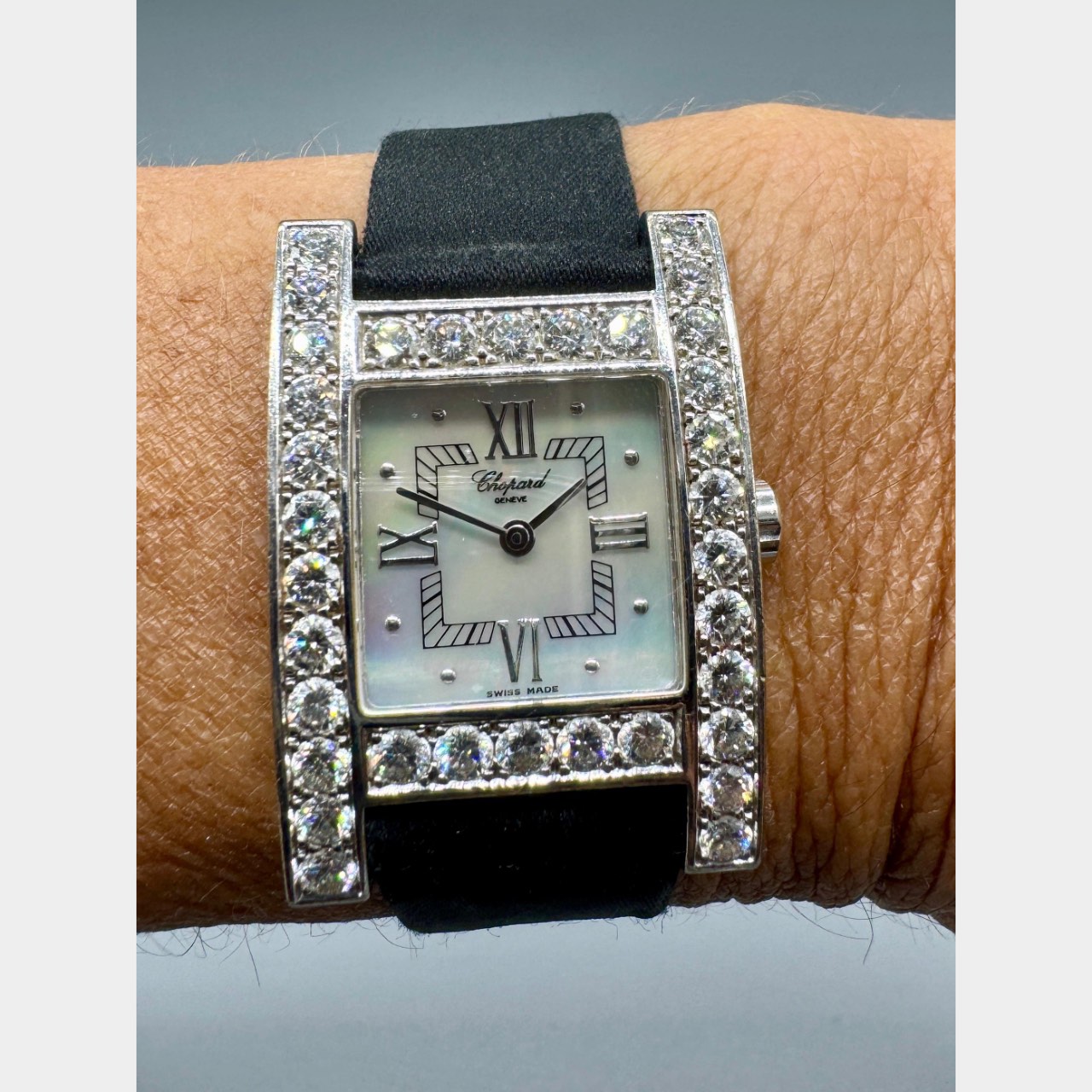 CHOPARD 18K White Gold Diamond H Watch