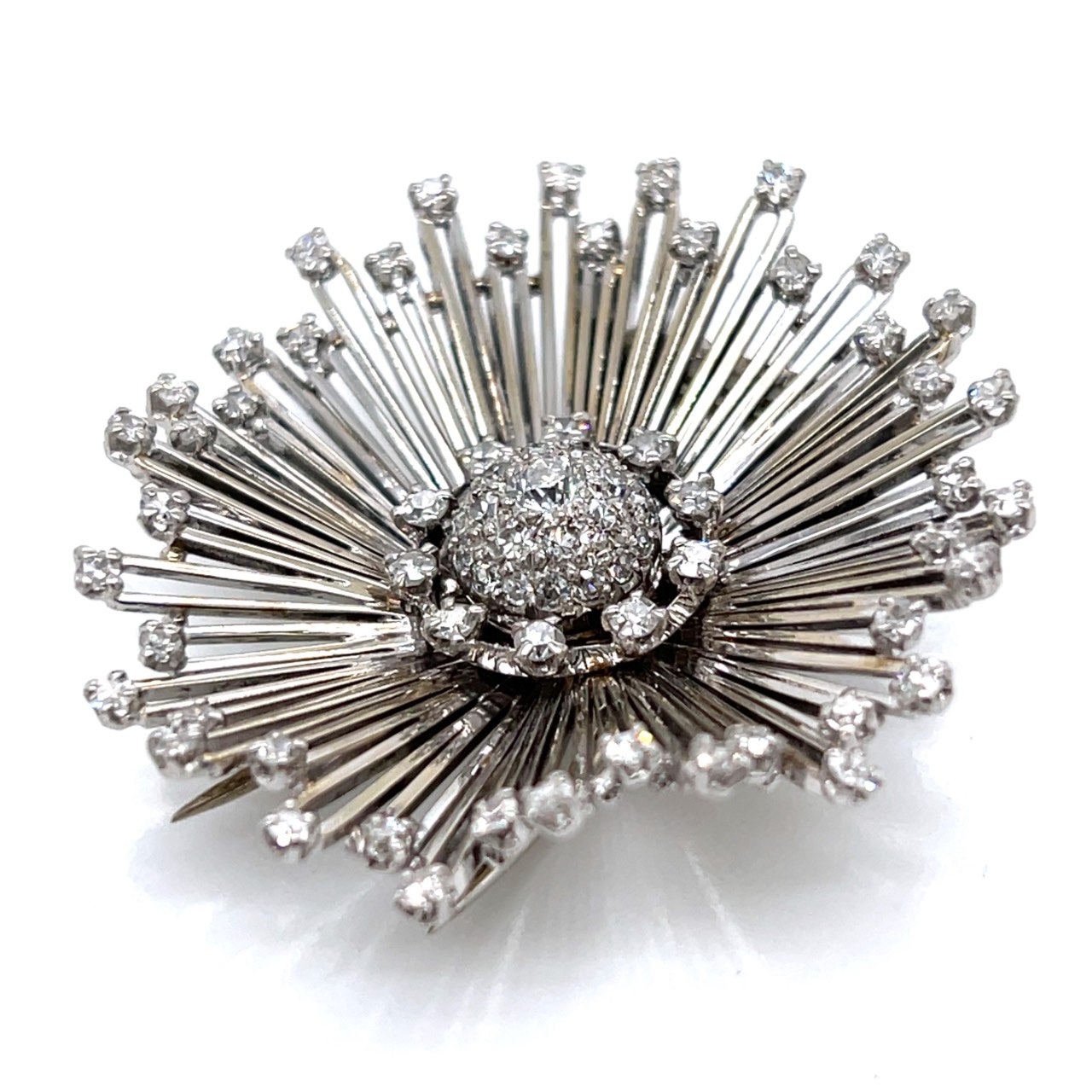 Art Deco Platinum 3.50 Ct. Diamond Starburst Brooch - Image 2