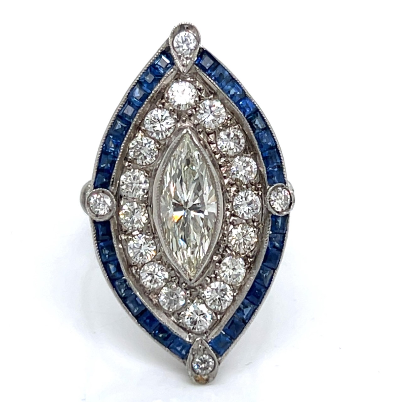 Platinum Diamond & Sapphire Ring