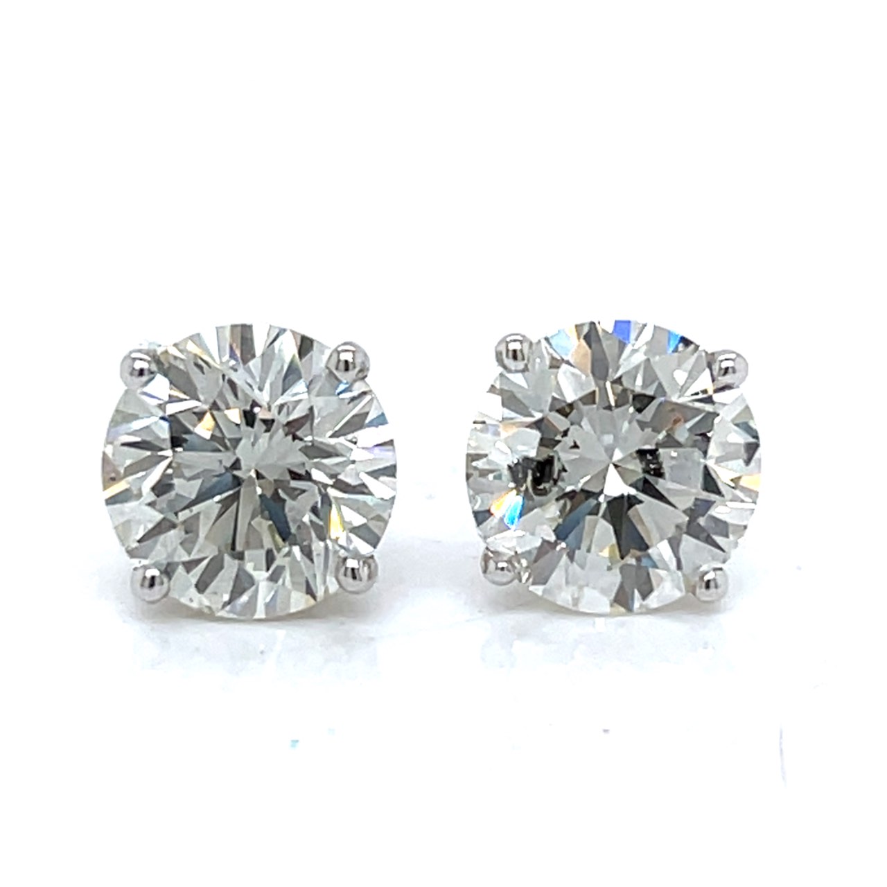 14K White Gold GIA Certified 5.43 Ct. Diamond Stud Earrings