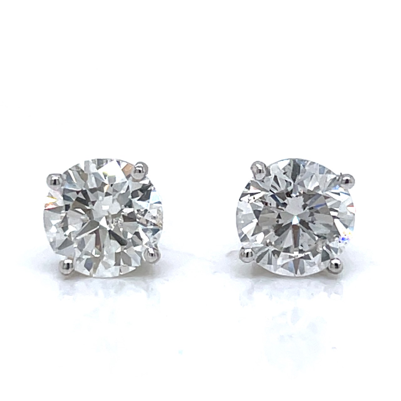 14K White Gold 3.41 Ct. GIA Certified Diamond Stud Earrings