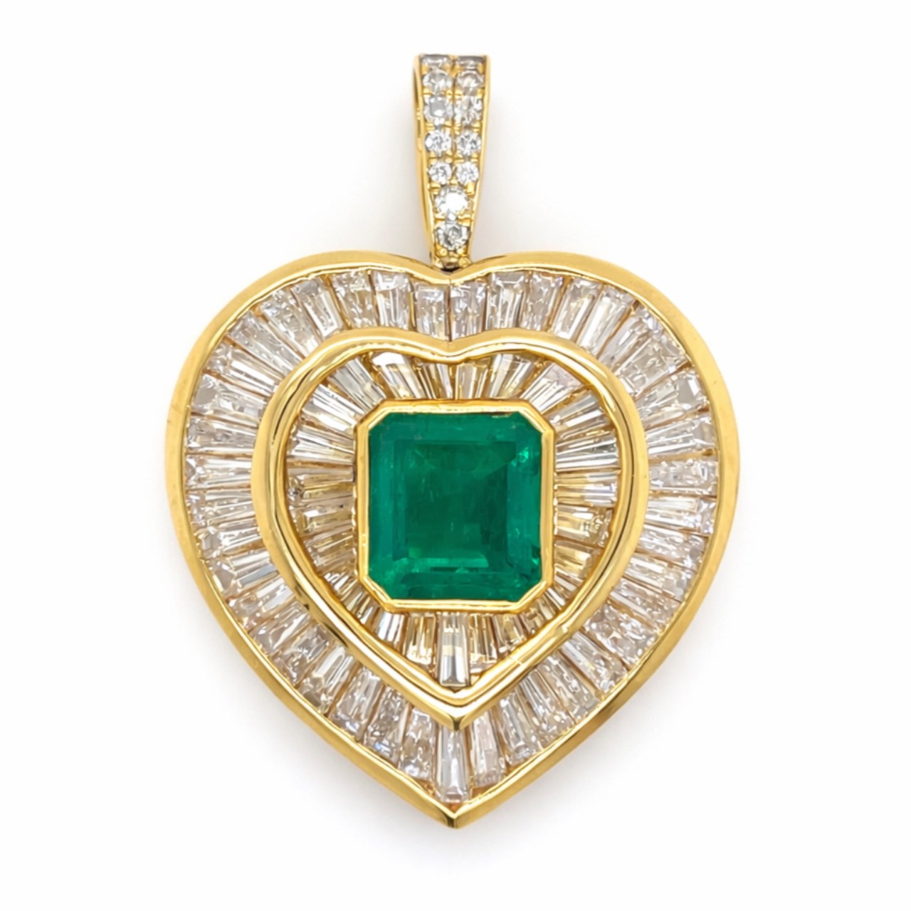 18K Yellow Gold Colombian Emerald & Diamond Pendant