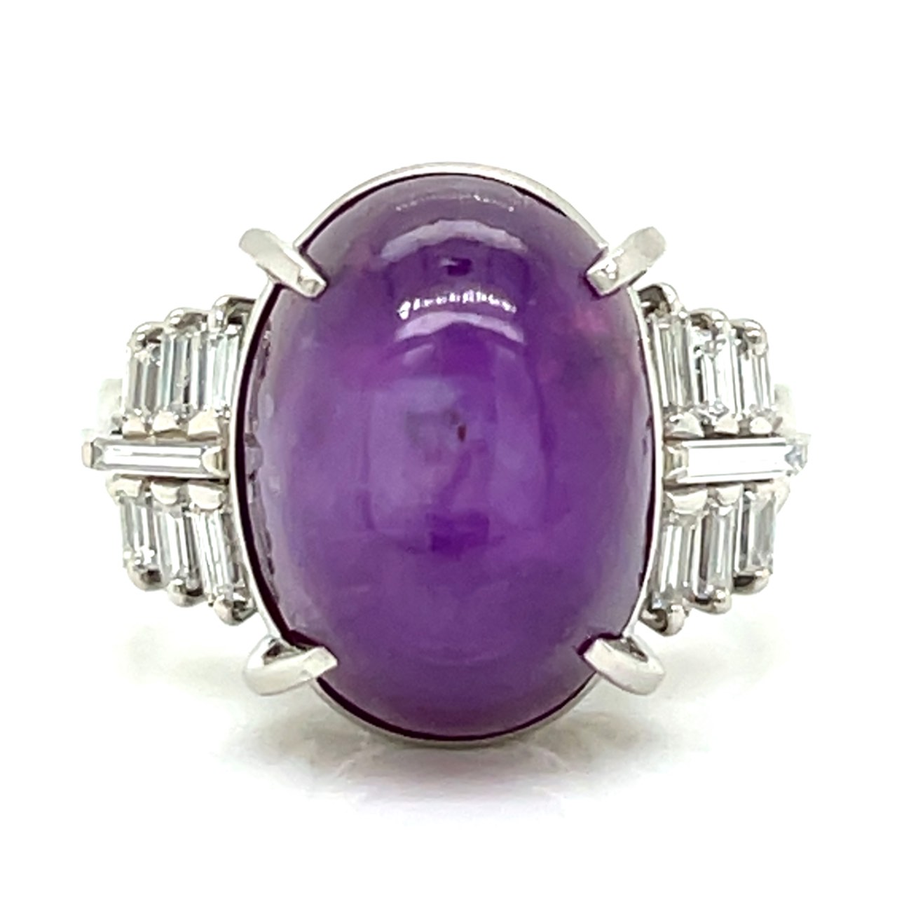 Platinum 15.44 Ct. Star Ruby & Diamond Ring
