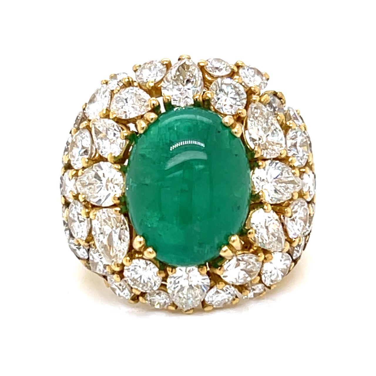 18K Yellow Gold 9.00 Ct. Emerald & Diamond Ring
