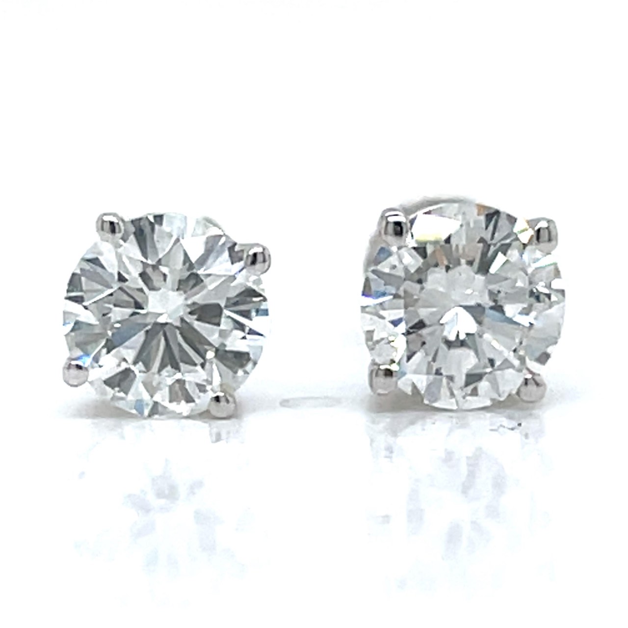 14K White Gold GIA Certified 2.03 Ct. Diamond Stud Earrings