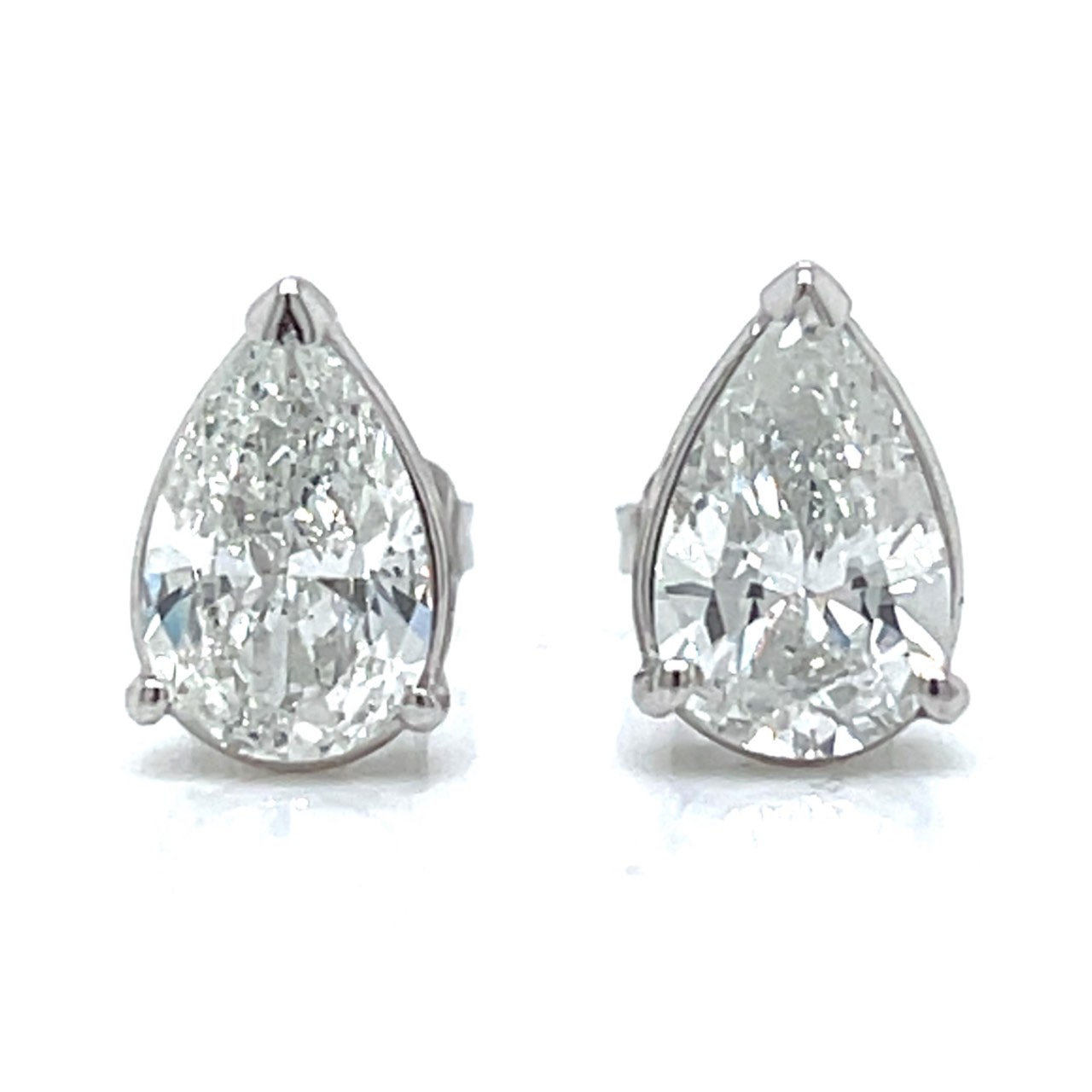 14K White Gold 2.34 Ct. Pear-shaped Diamond Stud Earrings