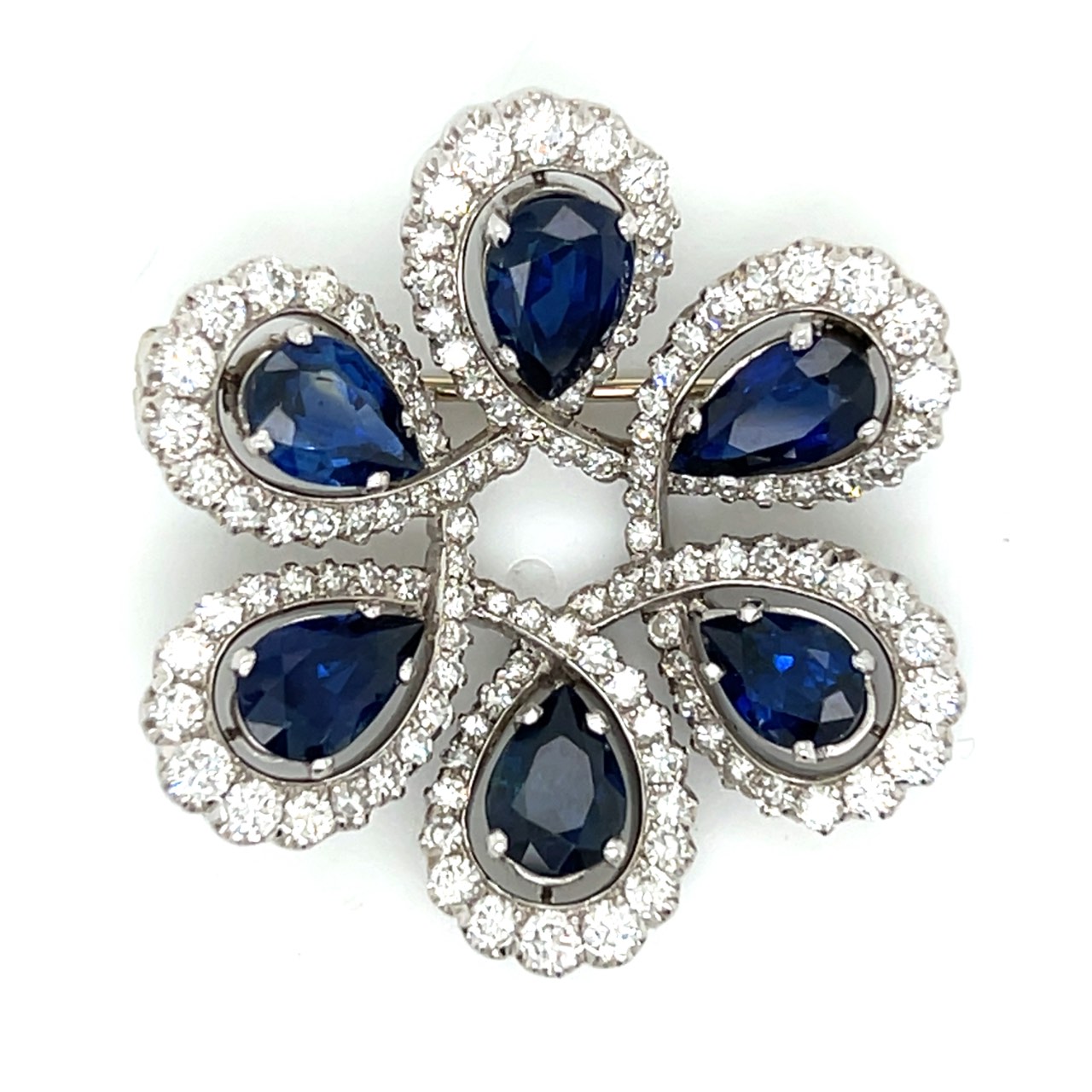 Art Deco Platinum Sapphire & Diamond Brooch