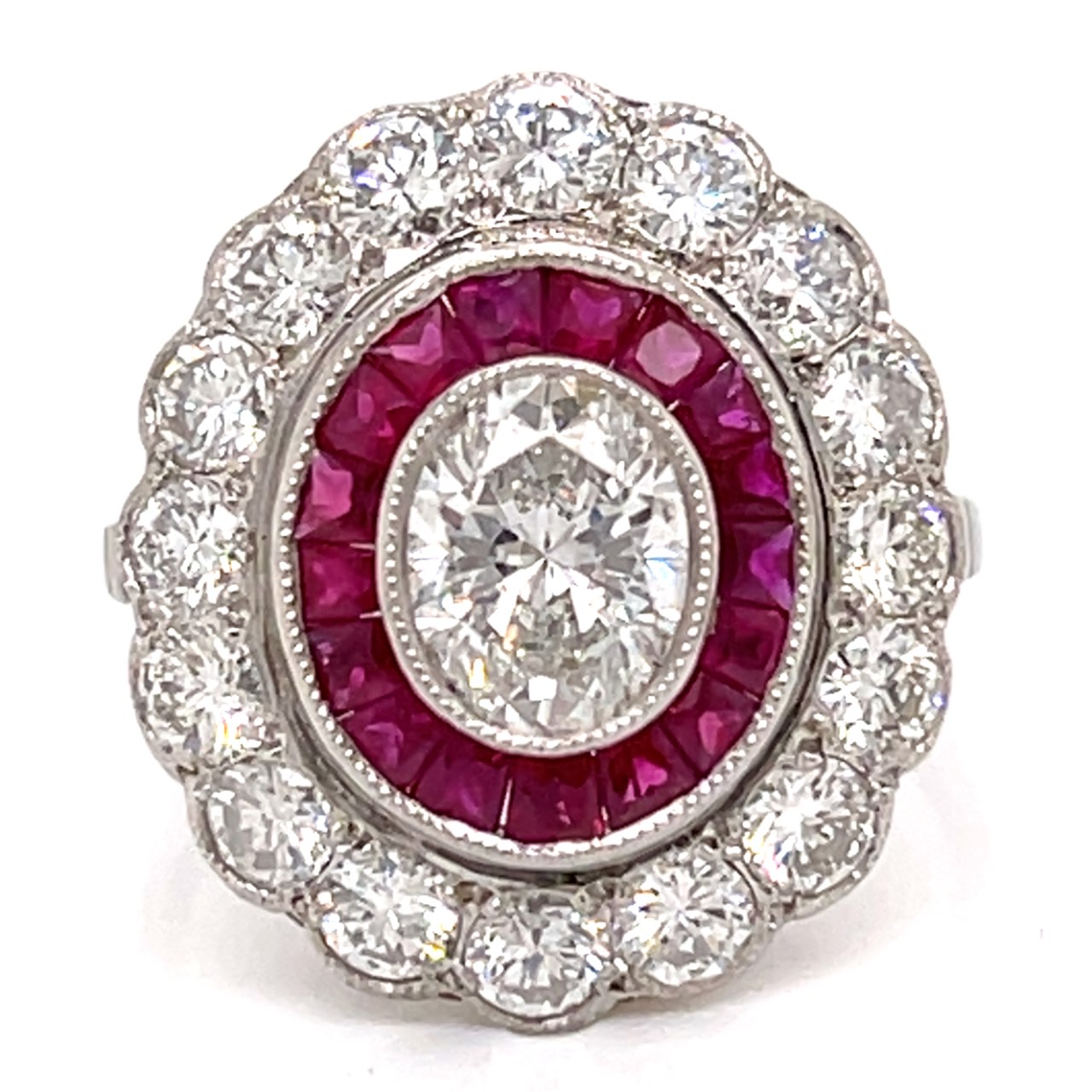 Platinum Diamond & Ruby Ring
